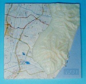 角田山（新潟県）の地形模型（上面）